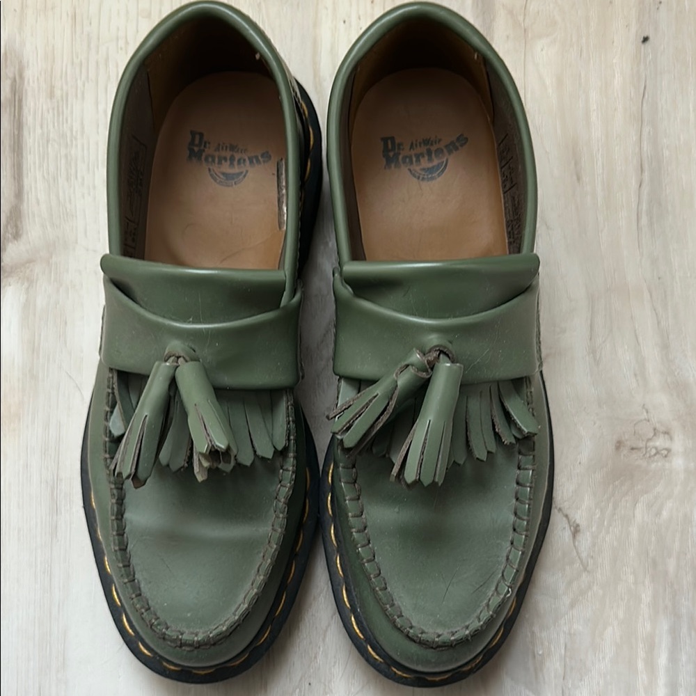 Dr. Martens Adrian Green Loafers with Tassels